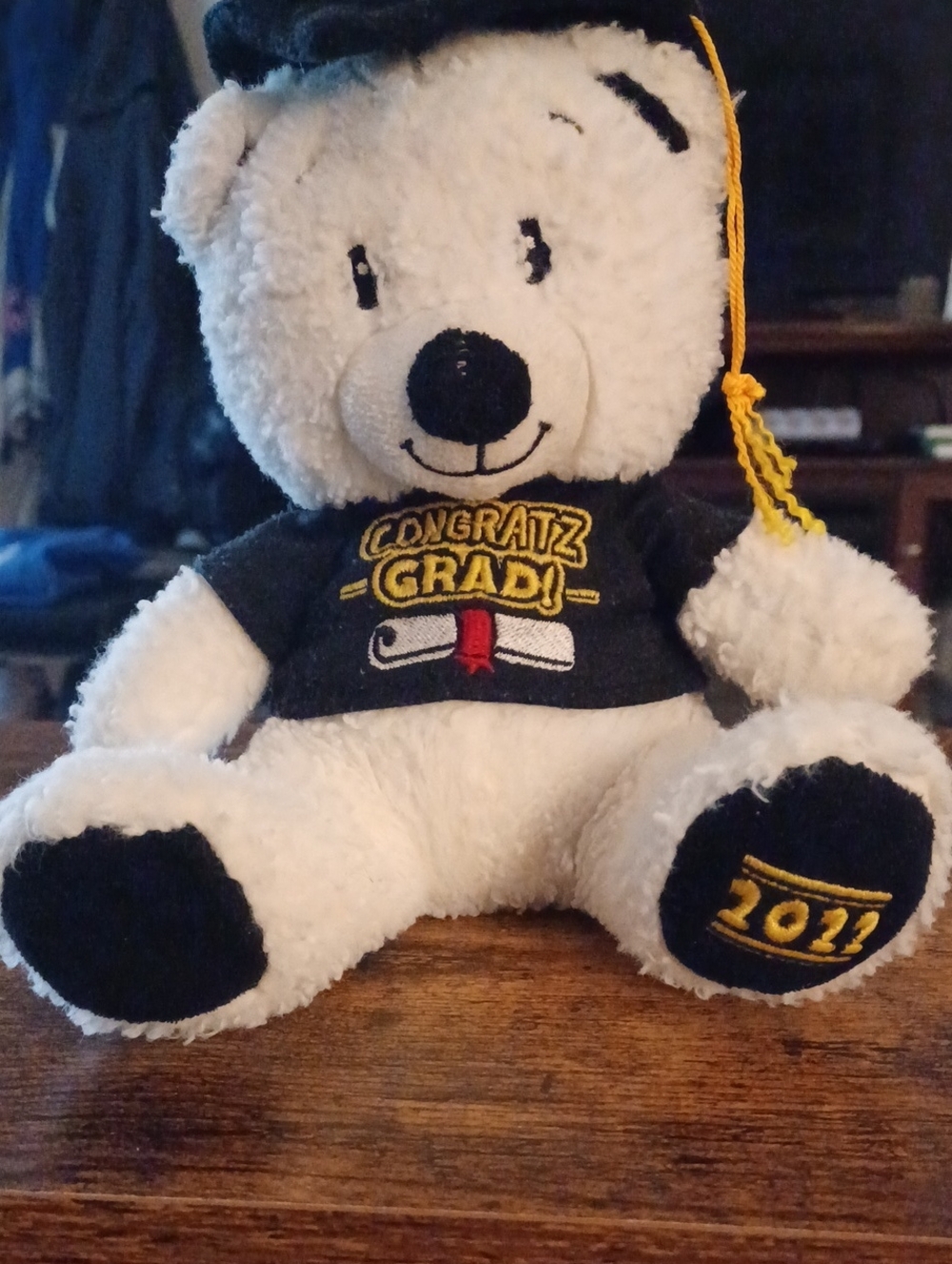 Graduation Plush Bear Toy - White and Black - Congrats Grad